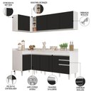 Ver imagem 3 de Armário de Cozinha Modulado de Canto Direito 4 Peças Cp41 Balcão com Tampo Branco/preto - Lumil Lumi