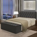 Ver imagem 1 de Kit Cabeceira Pérola+ Calçadeira Itália King 195 CM Suede Cinza - D A Decor