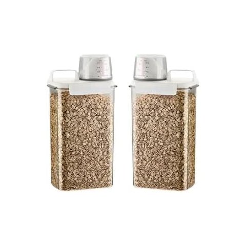Recipiente Hermético Organizador para Armazenamentos com Copo de Medição - Conjunto de 2 Recipientes