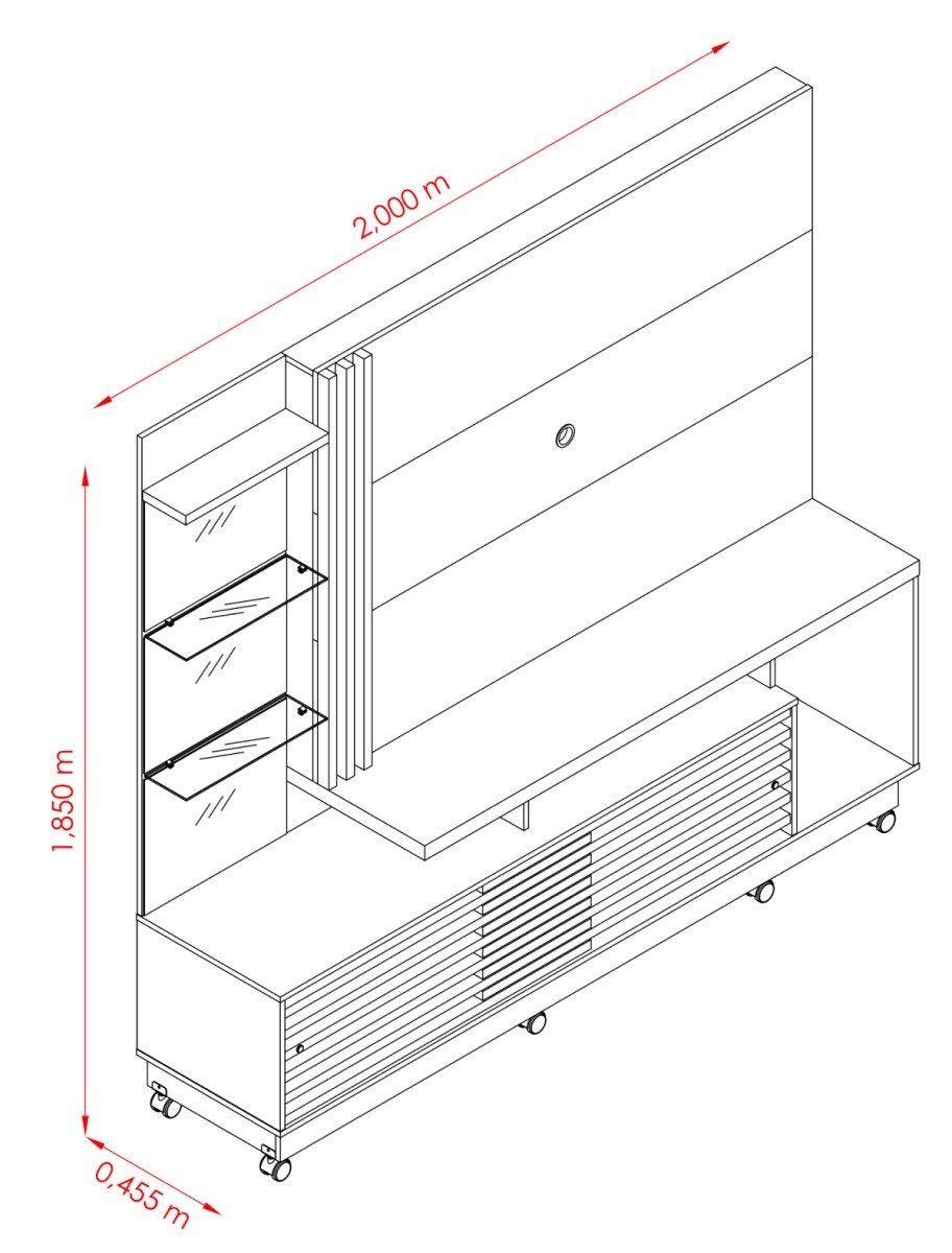 Painel Home Para Tv Até 60" Led Espelho 2 Portas Com Rodizio Frizz Plus Calacata Off White - Madetec - 2