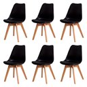 Ver imagem 1 de Kit c/6 cadeiras Leda – Charles Eames, Saarinen Wood com almofada preta