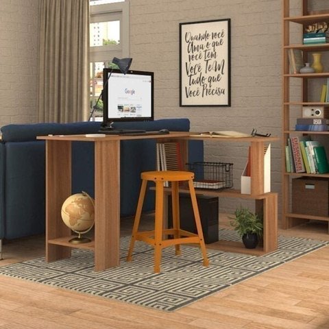 Escrivaninha Mesa Escritório 120cm Tampo Giratório Montana Marrom