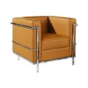 Ver imagem 2 de Poltrona Le Corbusier Couro Sintético Decorativa Sala Escritório Recepção Moderna Casa - Caramelo