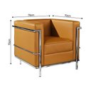 Ver imagem 4 de Poltrona Le Corbusier Couro Sintético Decorativa Sala Escritório Recepção Moderna Casa - Caramelo