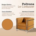 Ver imagem 3 de Poltrona Le Corbusier Couro Sintético Decorativa Sala Escritório Recepção Moderna Casa - Caramelo