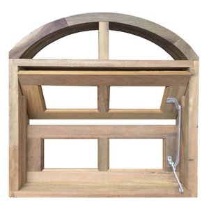 Janela de Madeira Vitro Basculante em Arco de Itaúba Bat de 10 Cm-0.60(l)x0.60(a)