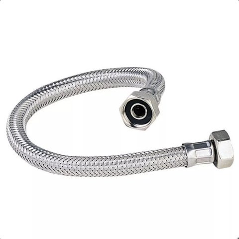 Mangueira Flexível 60cm  1/2 Polegada Aço Inox Engate Fêmea X Fêmea