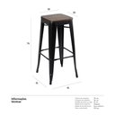 Ver imagem 4 de Banqueta Alta Iron Tolix com Assento de Madeira Rústica Escura - 76 Cm - Preto