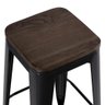 Banqueta Alta Iron Tolix com Assento de Madeira Rústica Escura - 76 Cm - Preto - 3