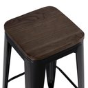 Ver imagem 3 de Banqueta Alta Iron Tolix com Assento de Madeira Rústica Escura - 76 Cm - Preto