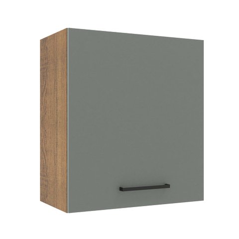 Armário Aéreo Madesa Agata 60 cm 1 Porta Rustic/Cinza Cor:Rustic/Cinza