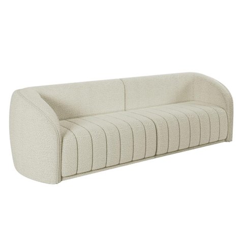 Sofá 04 Lugares para Sala de Estar 292 Cm Lazio M03 Bouclê Bege Claro - Lyam Decor