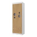 Ver imagem 2 de Guarda-roupa Infantil 62cm 2 Portas com Vidro e 2 Gavetas Sonho Multimóveis Mp4471 Branco/madeirado
