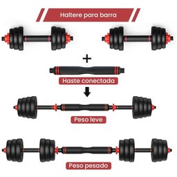 Banco Step + Suporte de Halteres + Kit de Halteres 50kg Preto Ahead - 4