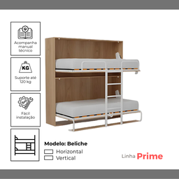 Kit Ferragens Cama Beliche Horizontal Retrátil de Parede - 6