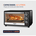 Ver imagem 2 de Forno Elétrico 42l Family Ii, Mondial, Preto/inox, 1600w, 110v - Fr-42