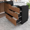 Ver imagem 3 de Escrivaninha em L com 6 Gavetas Flex Multimóveis Crrui-ESC006 Preto/Madeirado