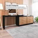 Ver imagem 5 de Escrivaninha em L com 6 Gavetas Flex Multimóveis Crrui-ESC006 Preto/Madeirado