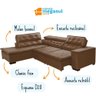 Sofá 5 Lugares Canto Retrátil e Reclinável Chaise D 2,80 X 2,20 M Sttilo Marrom512 - Megasul - 5