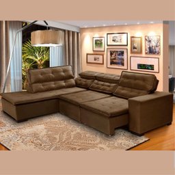 Sofá 5 Lugares Canto Retrátil e Reclinável Chaise D 2,80 X 2,20 M Sttilo Marrom512 - Megasul - 7