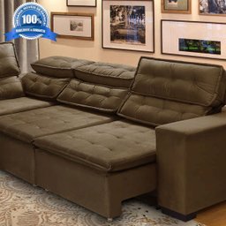 Sofá 5 Lugares Canto Retrátil e Reclinável Chaise D 2,80 X 2,20 M Sttilo Marrom512 - Megasul - 4