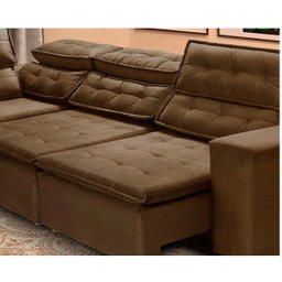Sofá 5 Lugares Canto Retrátil e Reclinável Chaise D 2,80 X 2,20 M Sttilo Marrom512 - Megasul - 6
