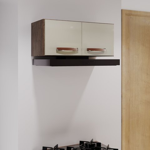 Armário Aéreo Modulado para Geladeira Fidelitá Lisboa 70cm 2 Portas Noce/Off-White
