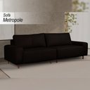 Ver imagem 2 de Sofá Decorativo Sala de Estar Metropole 4 Lugares 260cm Bipartido Couro Marrom - Mozzelar