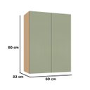 Ver imagem 3 de Armário Aéreo para Cozinha 100% MDF 60 cm 2 Portas Lótus Carvalho/Verde