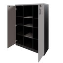 Ver imagem 3 de Armário Alto Escritório F5 2 Portas 9 Prateleiras 120cm Cinza Sagrado com Preto F5 Office