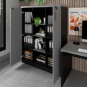 Ver mais imagens de Armário Alto Escritório F5 2 Portas 9 Prateleiras 120cm Cinza Sagrado com Preto F5 Office