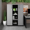 Ver imagem 1 de Armário Alto Escritório F5 2 Portas 9 Prateleiras 120cm Cinza Sagrado com Preto F5 Office