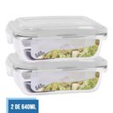 Ver imagem 2 de Conjunto 2 Pote Vidro Hermético Marmita Tampa 4 Travas 640ml
