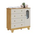 Ver imagem 1 de Cômoda Trocador Bebê Pingo 4 Gavetas Lisa Off com Amêndoa