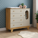 Ver imagem 2 de Cômoda Trocador Bebê Pingo 4 Gavetas Lisa Off com Amêndoa