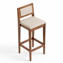 Ver imagem 6 de Kit 04 Banquetas Altas Lenna 99cm em Madeira e Encosto Estofado Linho Cru - Desk Design