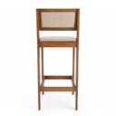 Ver imagem 4 de Kit 04 Banquetas Altas Lenna 99cm em Madeira e Encosto Estofado Linho Cru - Desk Design