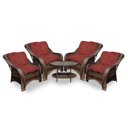 Ver imagem 1 de Conjunto de Poltronas Fibra Sintética Melo - 4 Poltronas + 1 Mesa Centro - Tecido Duna Vermelho