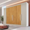 Ver imagem 2 de Guarda Roupa 6 Portas 2 Ripadas Potente 100% Mdf Off White/peroba