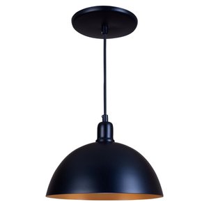 Pendente Meia Lua 24cm Luminária Lustre Alumínio Preto Fosco C/ Cobre