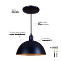 Ver imagem 4 de Pendente Meia Lua 24cm Luminária Lustre Alumínio Preto Fosco C/ Cobre