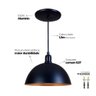 Pendente Meia Lua 24cm Luminária Lustre Alumínio Preto Fosco C/ Cobre - 4