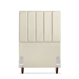 Cabeceira Estofada Solteiro Carla 90cm Corino Bege - 1