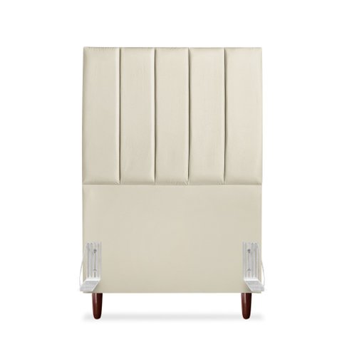 Cabeceira Estofada Solteiro Carla 90cm Corino Bege