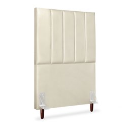 Cabeceira Estofada Solteiro Carla 90cm Corino Bege - 4