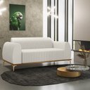 Ver imagem 2 de Sofá 2 Lugares para Sala de Estar Molino 150 Cm D02 Pés D'ouro Linho Cru C-443 - Lyam Decor