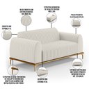 Ver imagem 4 de Sofá 2 Lugares para Sala de Estar Molino 150 Cm D02 Pés D'ouro Linho Cru C-443 - Lyam Decor