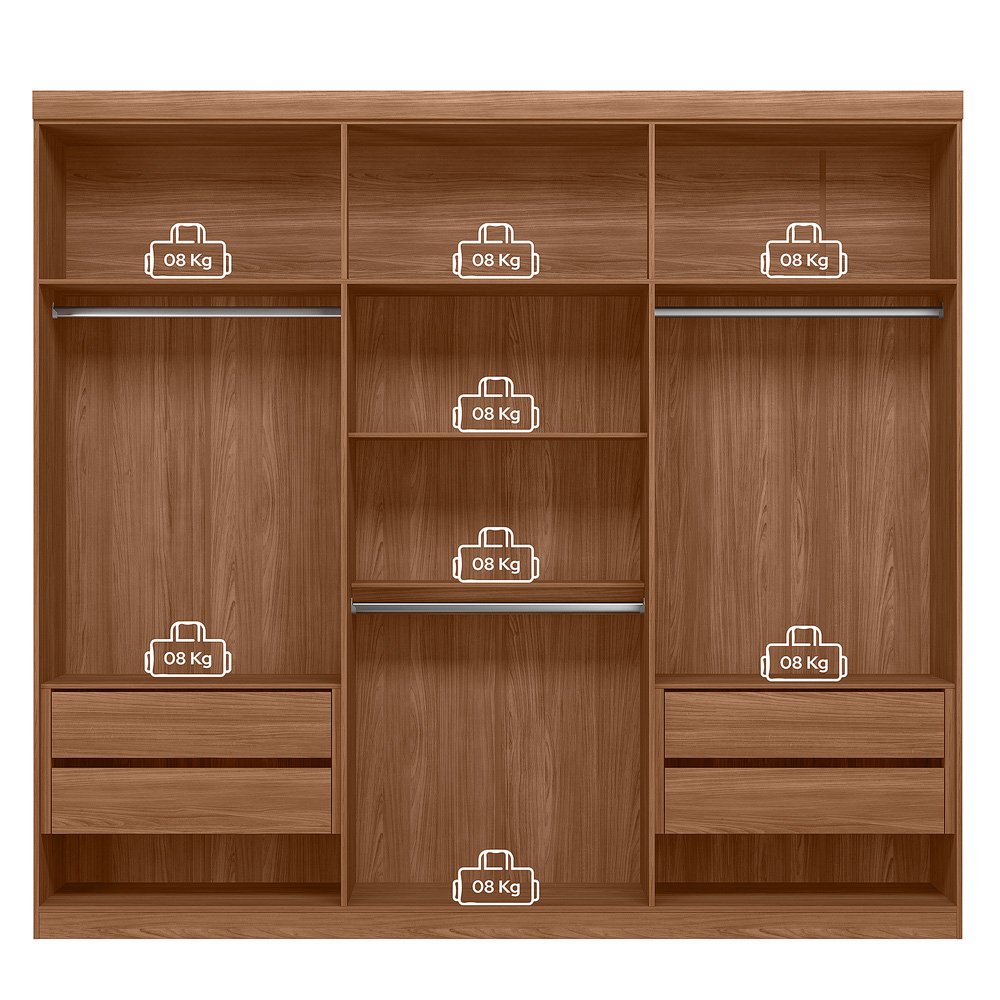 Guarda Roupa Casal 6 Portas Ripado Buriti Santos Andira Jatoba - 6