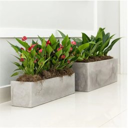 Vaso Floreira Jardineira Flat Polietileno 57x15x15cm Japi - Cimento Queimado - 3