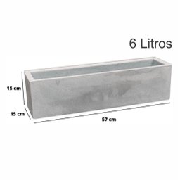 Vaso Floreira Jardineira Flat Polietileno 57x15x15cm Japi - Cimento Queimado - 2